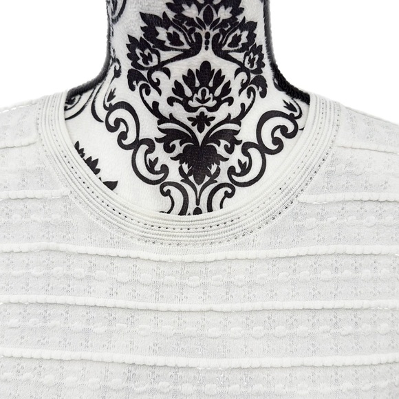 Rebecca Taylor Tech Lace Sweater White Textured Short Sleeve Crewneck Pullover - Picture 12 of 16